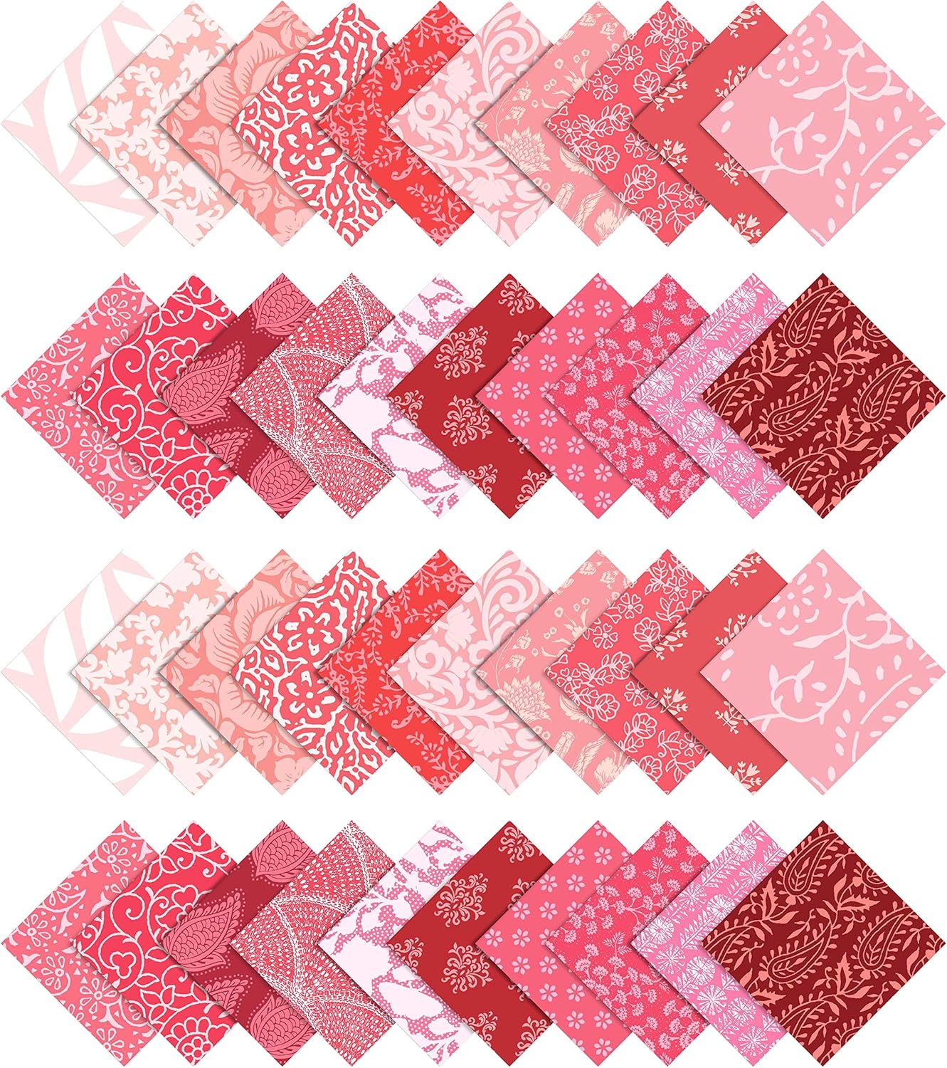 Soimoi Precut 10-inch Block Prints Cotton Fabric Bundle Quilting Squares Charm Pack DIY Patchwork Sewing Craft- Rose Pink