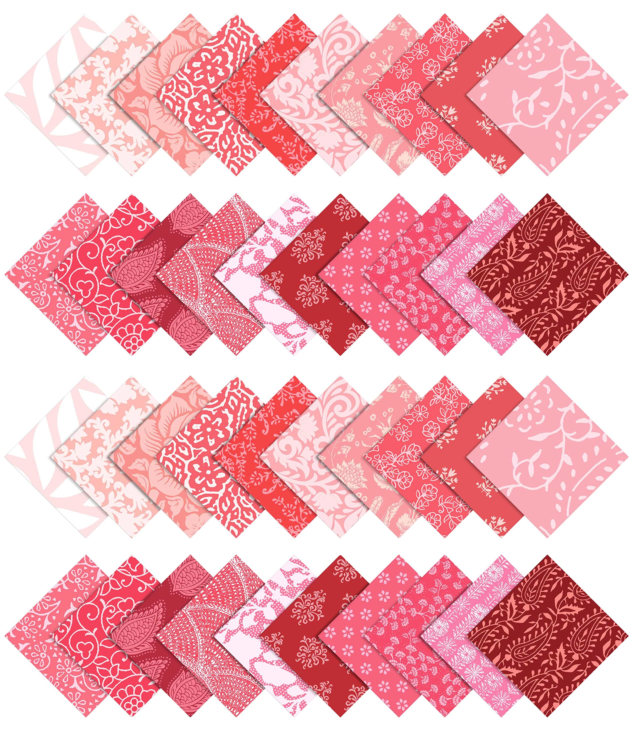 Paquete De Retazos De Flores CraftsFabrics - 42 Cuadrados De Algodón De 5 Pulgadas Para Patchwork Y Costura