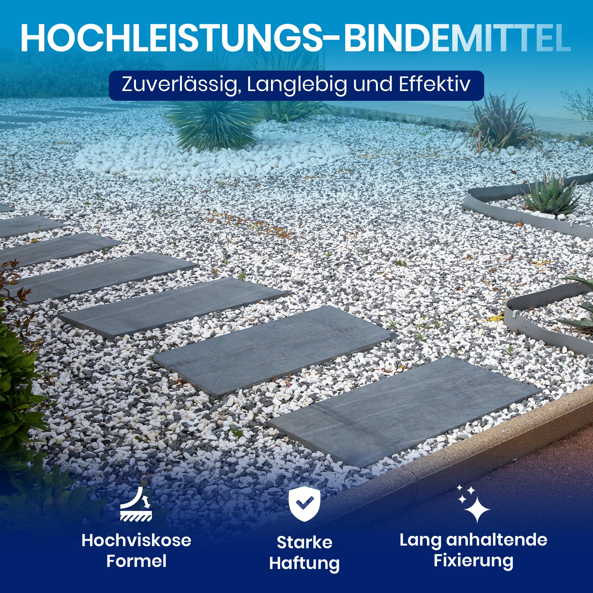 Kiesbinder 10 L | Reparateur für Kieselsteine | Widerstandsfähiges Kies Reparateur Aussen Frostsicher | Perfekt für Kies, Steine und Mulch | Für Wege, Terrassen und Außenbereiche