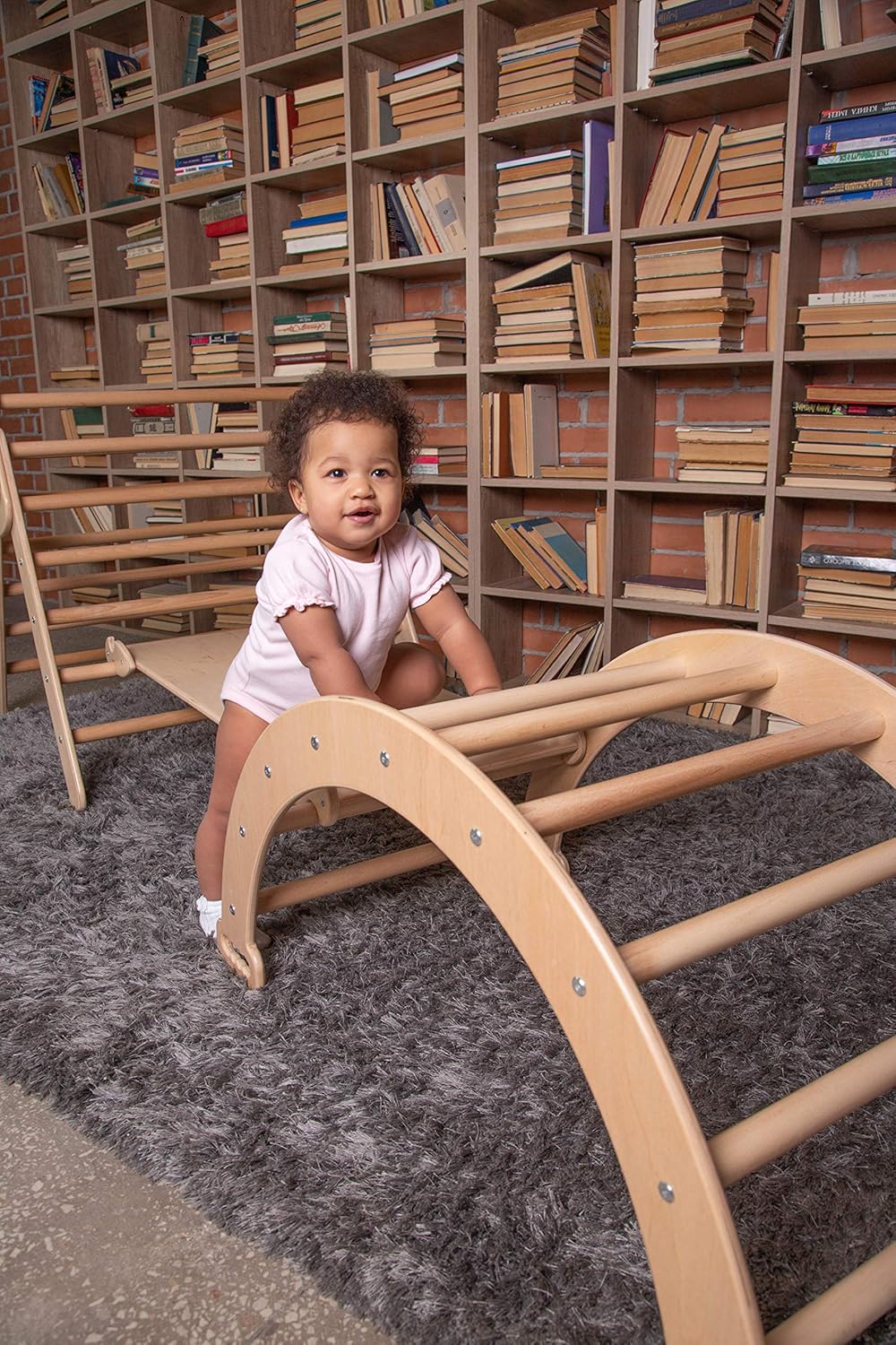 🔥 Cashback up to 70% Wood And Hearts Set of 3 - Triangle for Kids Toddlers Rock with ramp - Montessori Climber Ladder Slide - Learning Waldorf Climbing Toys - Arch Toy for Toddler - Structure Rocking (Large Size)