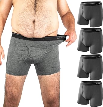 BRISIRA Big and Tall Boxer Briefs for Men Bamboo Viscose 4XL-7XL Moisture Wicking Breathable No Ride Up Underwear with Fly
