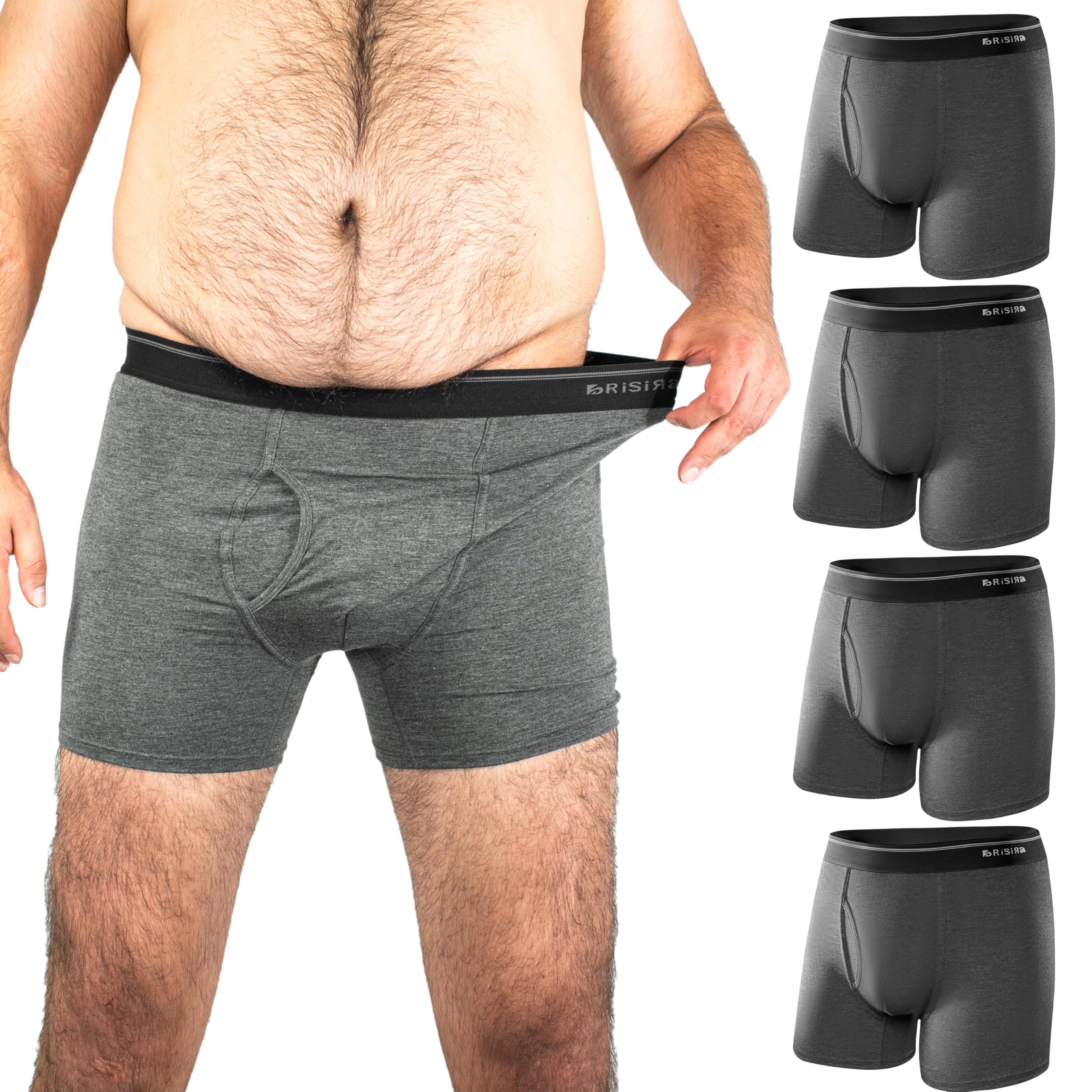 BRISIRA Big and Tall Boxer Briefs for Men Bamboo Viscose 4XL-7XL Moisture Wicking