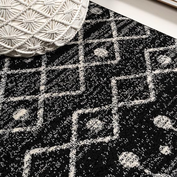 JONATHAN Y Aksil Moroccan Beni Souk Black/Cream Runner Rug, 2x8, Bohemian, Scandinavian, Easy-Cleaning for Living Room, Bedroom, Kitchen, Pet Friendly, Non-Shedding (MOH208E-28)