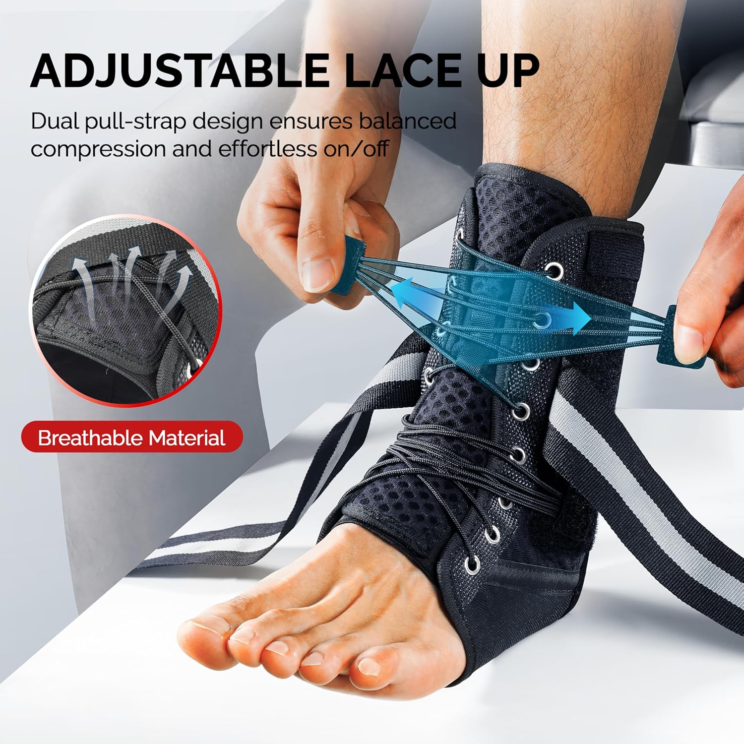 FEATOL Back Brace 2X-Large + Ankle Brace for Sprained Ankle Large