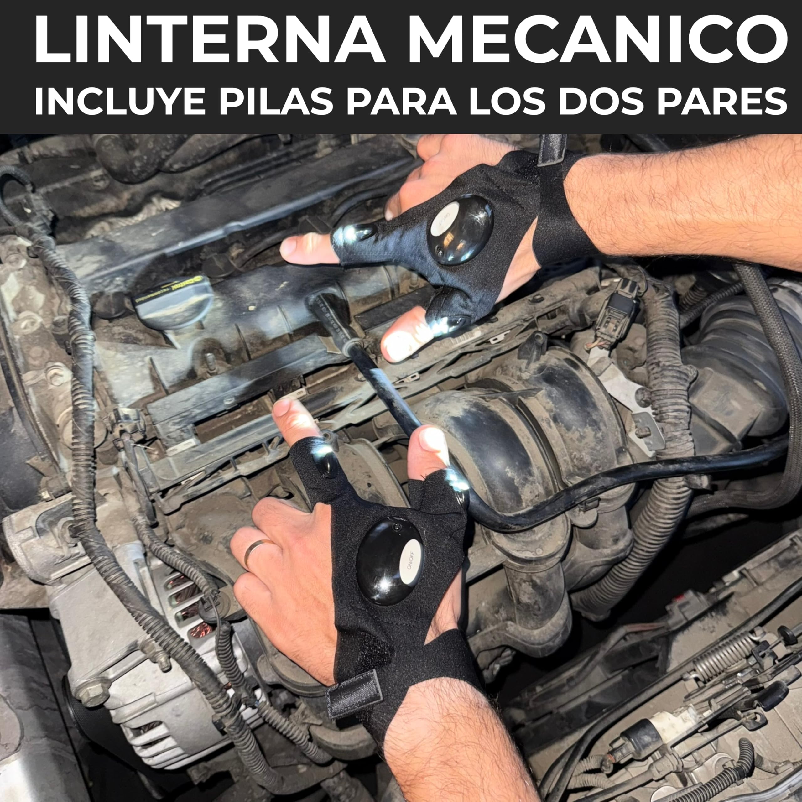 2 Pares de Guantes con Luz LED – Pesca, Camping, Reparaciones – Regalo Original para Hombres – Manos Libres con Linterna – Baterías Incluidas
