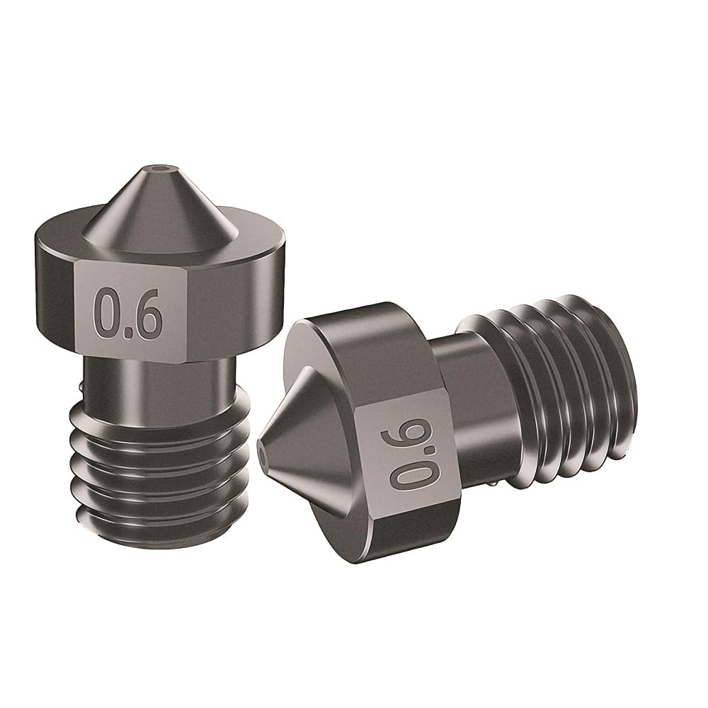 TESSERACT 0.6mm Hardened Steel Nozzle for 3D Printer | V6 Type HS Nozzle for 3D Printing with 1.75 mm filament | High Temperature Wear Resistant Compatible with E3D Hotend (Qty- 2 HS Nozzles V6 0.6mm)-image-28