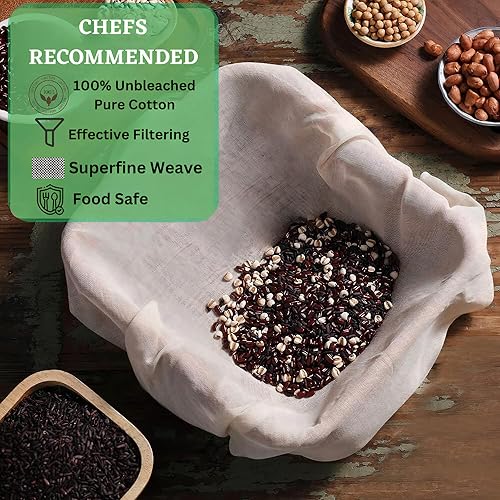 Miniatura 7 de 10 coladores de estopilla de grado 100, dobladillo de 15 x 15 pulgadas, sin blanquear, 100% algodón, gasa de muselina reutilizable ultra fina para