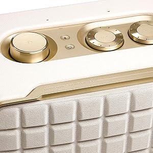 JBL Authentics 200 - Retro Style Smart Home Speaker with Built in Wi-Fi, Bluetooth and Voice Assistants, Alexa and Google Assistant, Multi-Room Playback, Automatic self Tuning (White/Gold)