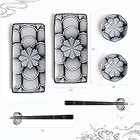 Vista 3 de Juego de platos de cerámica de estilo japonés de 8 piezas para sushi rectangulares de 10 pulgadas, 2 platos de sushi, 2 platos de salsa, 2 pares