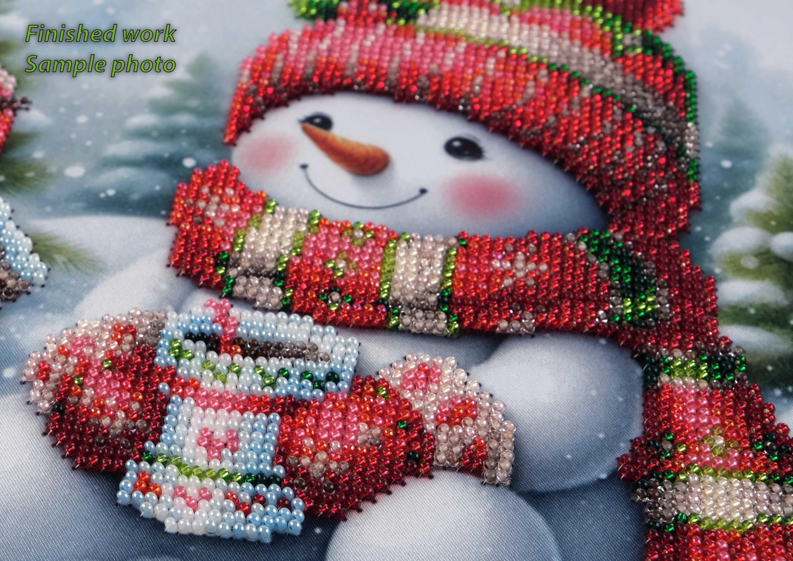 AllAboutEmbroideryUA Kit de bordado de cuentas, bonito muñeco de nieve DA-1110 con cuentas de punto de cruz, kit de costura de cuentas de Navidad