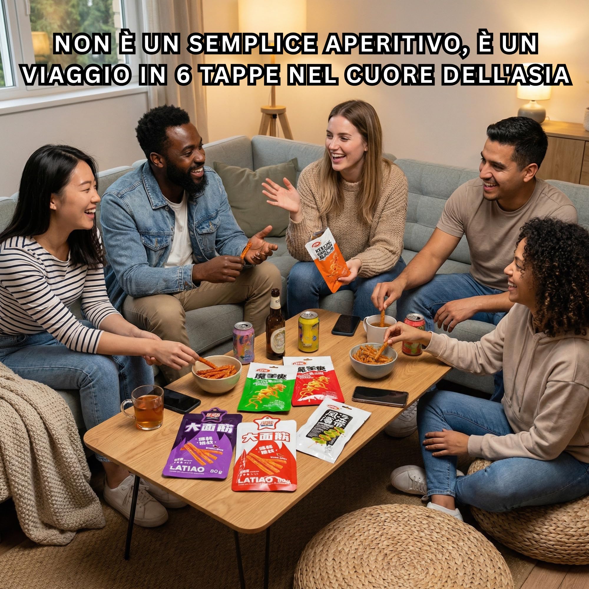 HU TASTE Mix Snack Salati Orientali 10 Pezzi Box Cibo Cinese e Giapponese con Latiao e Snack al Konjac