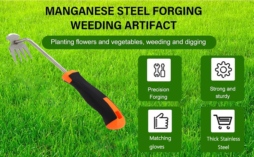 LAWFYMORI 150cm Weed Remover Tool With Long Handle, Garden Weeding Tool