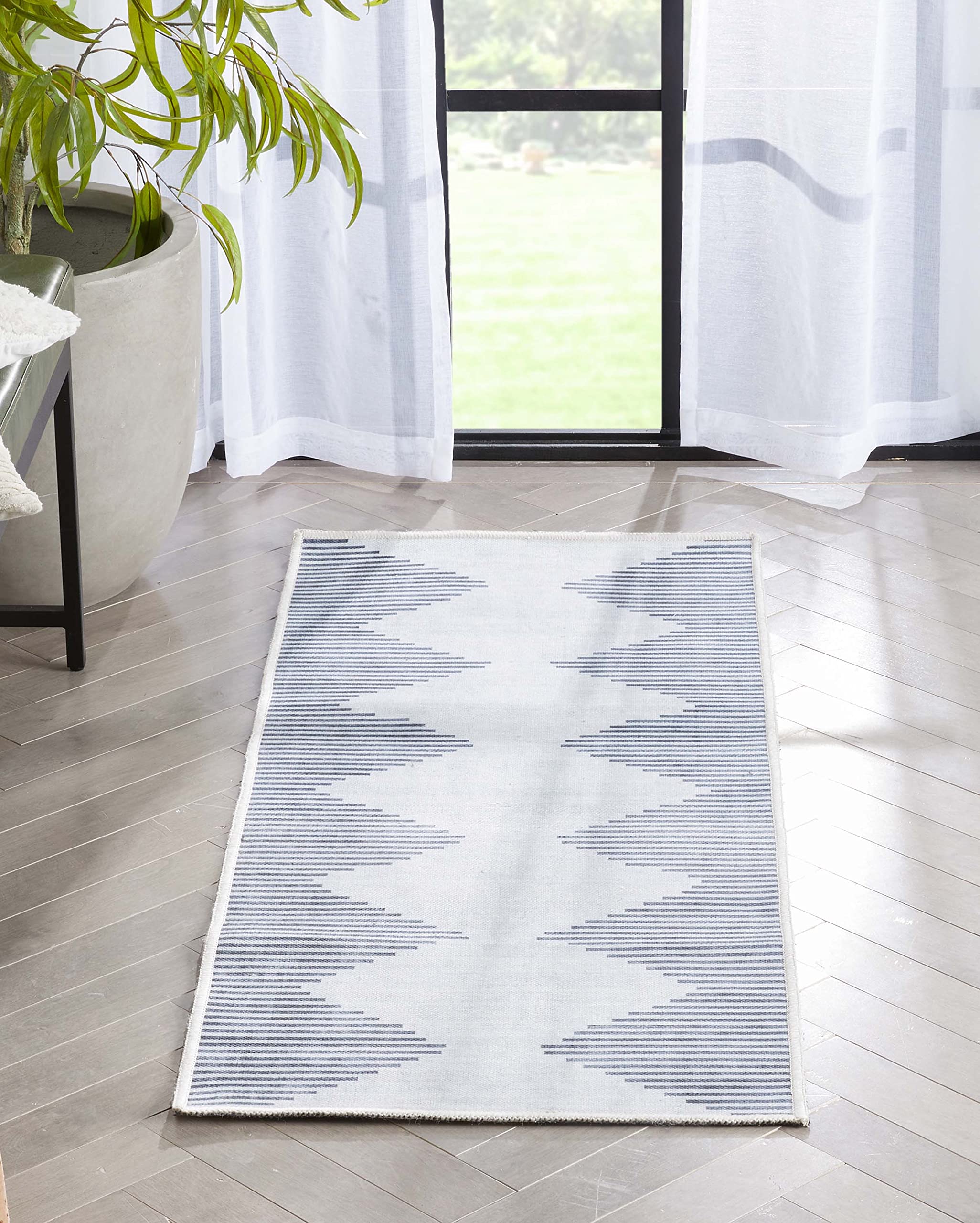 Well Woven Apollo Bree Moroccan 2' x 5' Runner Ivory Grey Moroccan Pinted distressed machine washable Area Rug