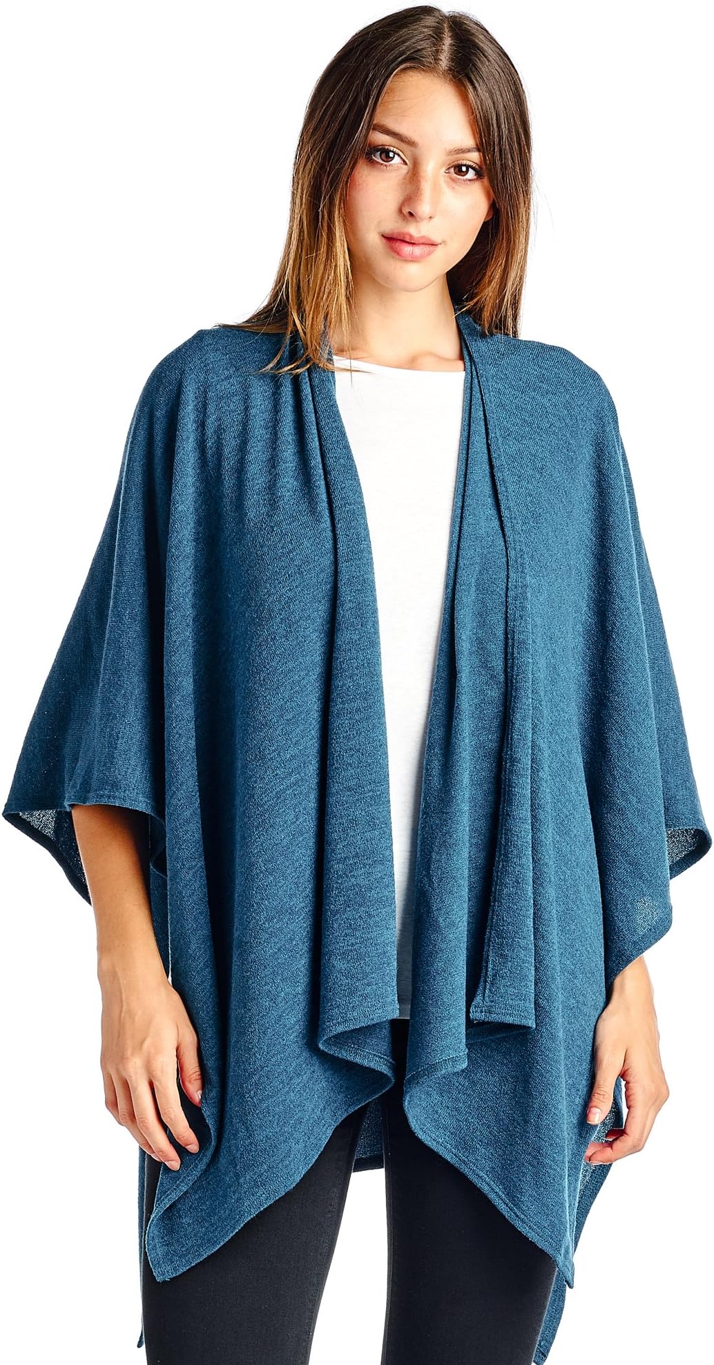 Modern Kiwi Solid Knit Kimono Shawl Cardigan