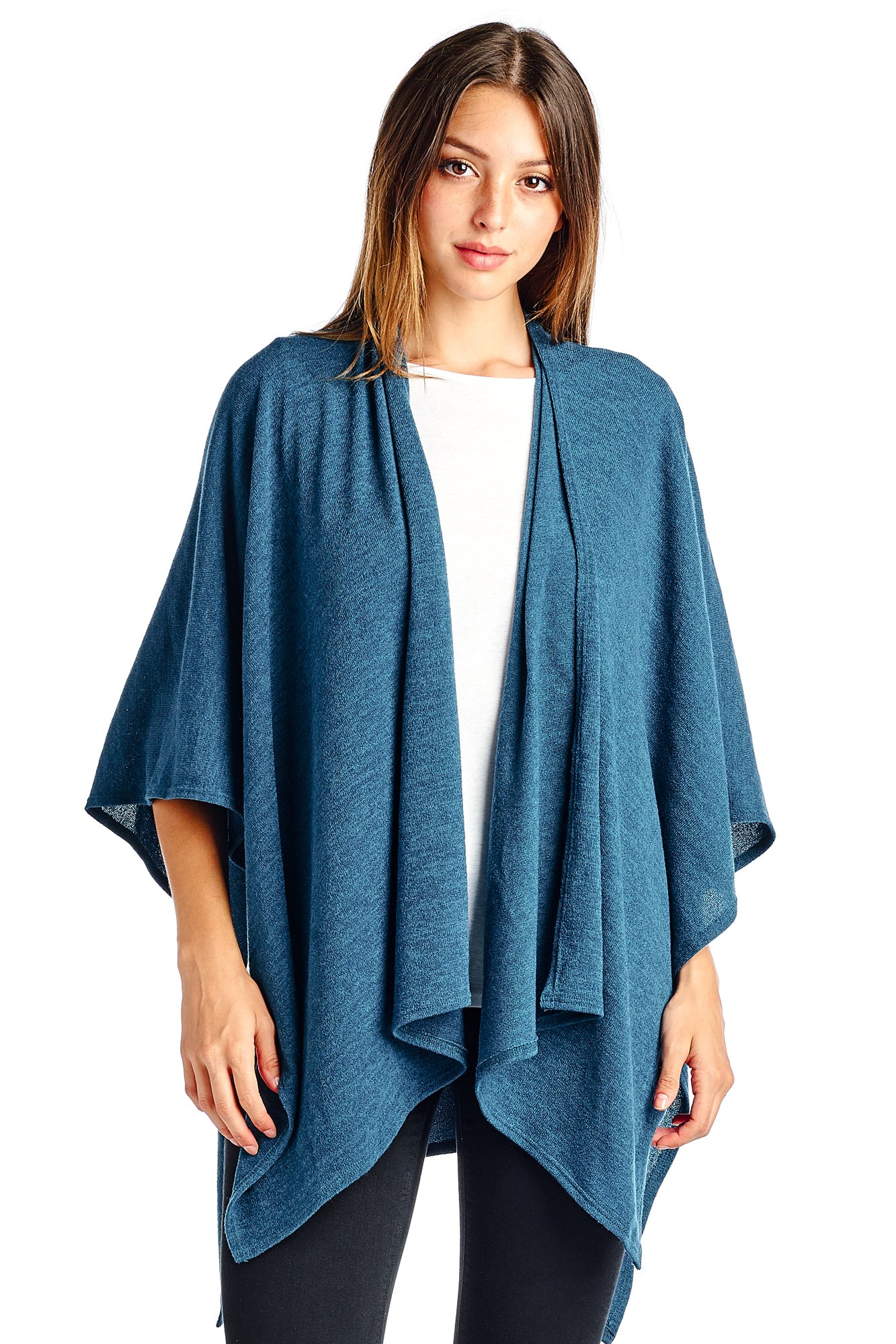 Modern Kiwi Solid Knit Kimono Shawl Cardigan