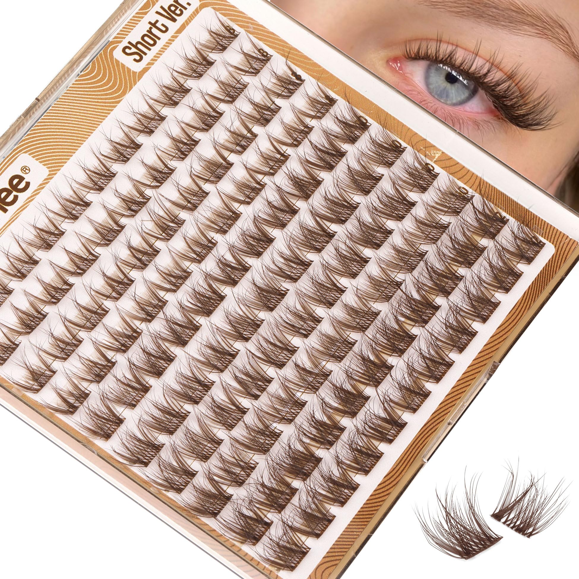 Photo 1 of Brown Lash Clusters Short Eyelash Extensions 8-12MM Wispy Cluster Lashes Natural Individual Lashes Dark Brown Eyelash Clusters Clear Band Lash Extensions Everyday DIY Lash Pack by Mavphnee
