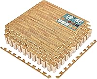 Vista 23 de Sorbus Losetas de suelo de madera veteada, esteras de espuma EVA entrelazadas, losetas de 3/8" de grosor para suelos de madera, esteras de ejercicio