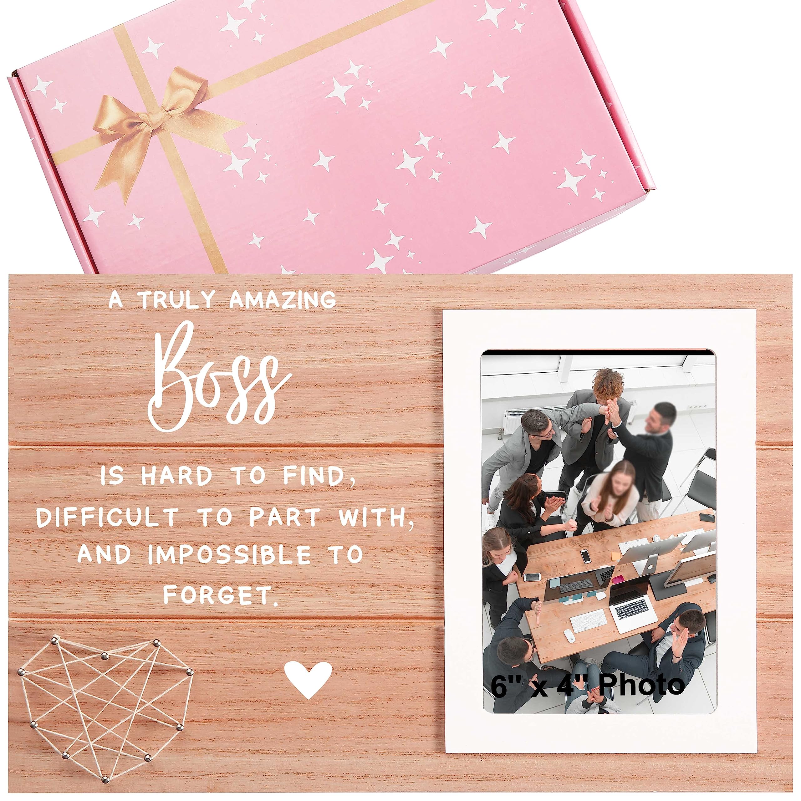 A Truly Amazing Boss Is Hard to Find-Boss Appreciation Sign Gifts-Birthday Christmas Thanksgiving New Year Promotion Leaving Farewell Retirement Gifts for Leader-Photo Picture Frame Presents