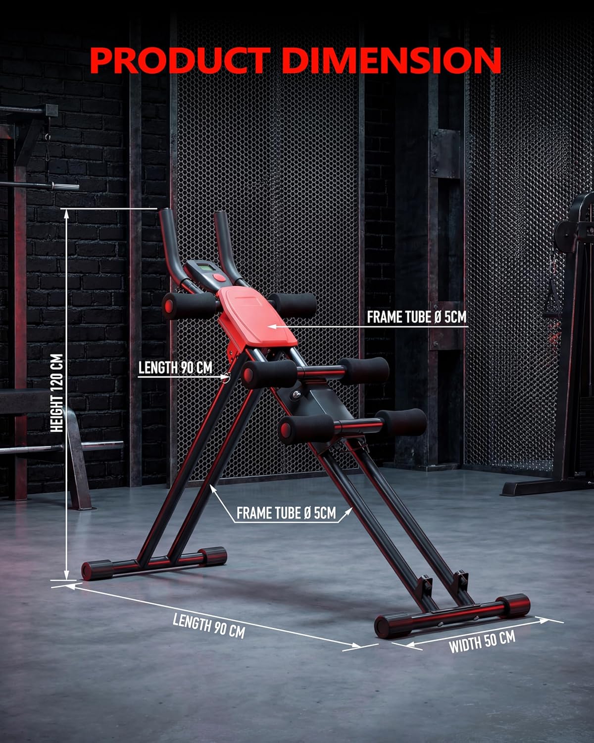 Rigel Foldable Ab Machine, 5-Level Adjustable Core & Abdominal Trainer for Home Gym Workout, Heavy Duty Strength Training Equipment for Stomach & Waist, 330lbs Capacity