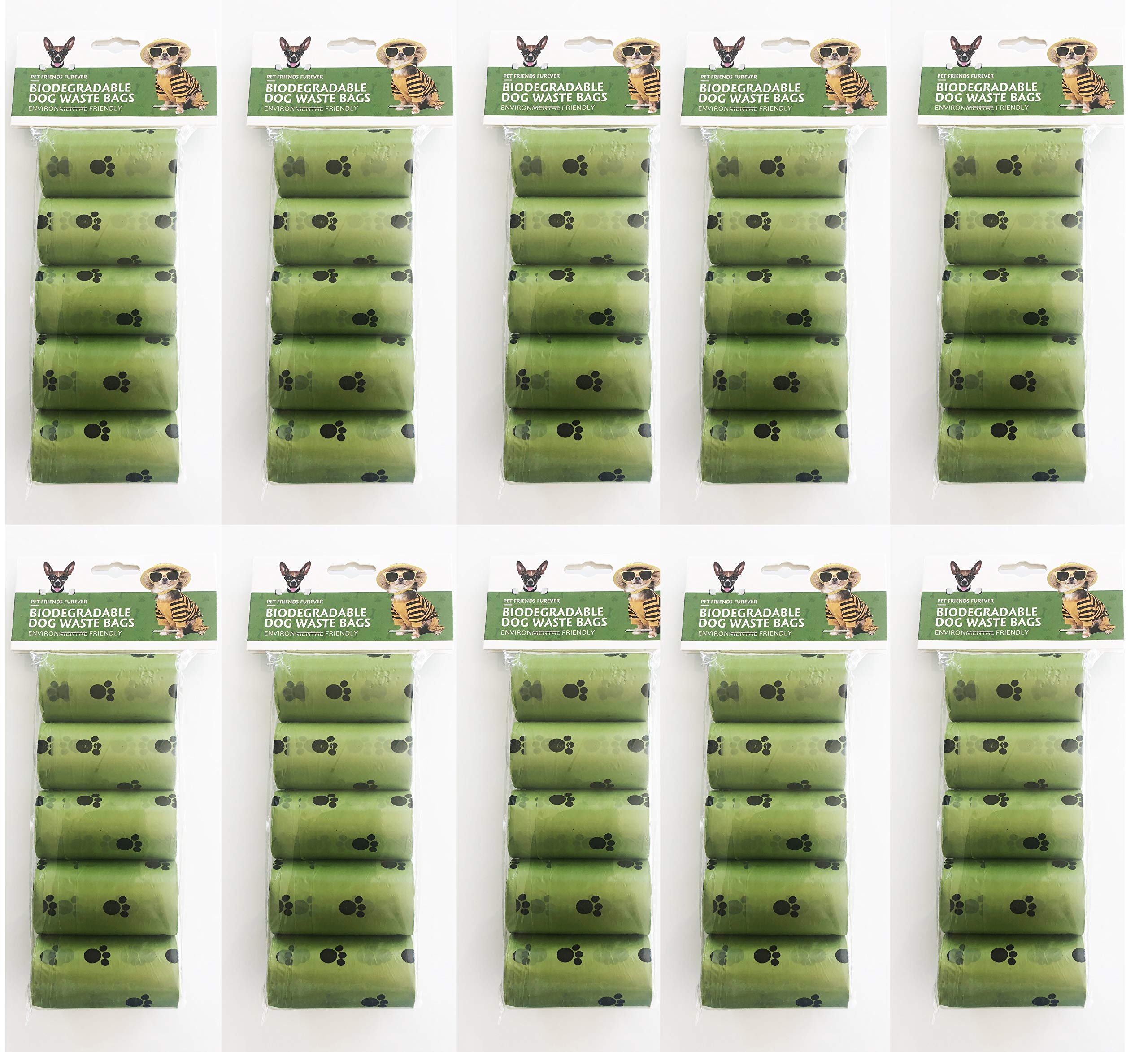 Pet Friends Fur Ever Biodegradable Dog Poop Bags, Extra Thick, Strong Poop Bags, 20 Bags Per Roll. Measures 8.5 x 12.5 Inches (Qty: 50 Rolls = 1000 Bags)