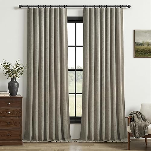 Miniatura 73 de Cortinas opacas totales de abedul de 96 pulgadas de largo para dormitorio, 8 pies de alto, cortinas rústicas de campo térmicas pesadas para sala de