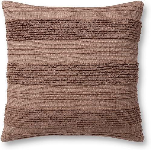 Jean Stoffer x Loloi Kristy Collection PJS0001 - Funda de arcilla de 18 x 18 pulgadas con almohada de plumón