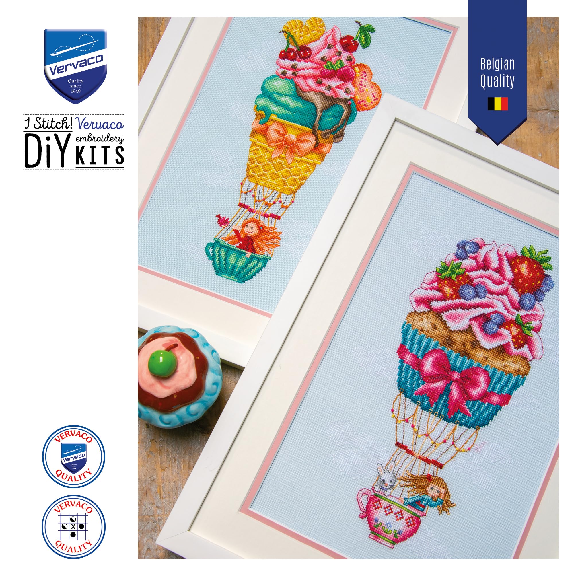 VERVACO Haft Krzyżykowy Liczony Zestaw Obraz do Haftu LODOWY BALON Zrób to Sam Zestaw Kreatywny dla Dorosłych 21 x 33 cm Dekoracja Ścienna DIY Cross Stitch Kit
