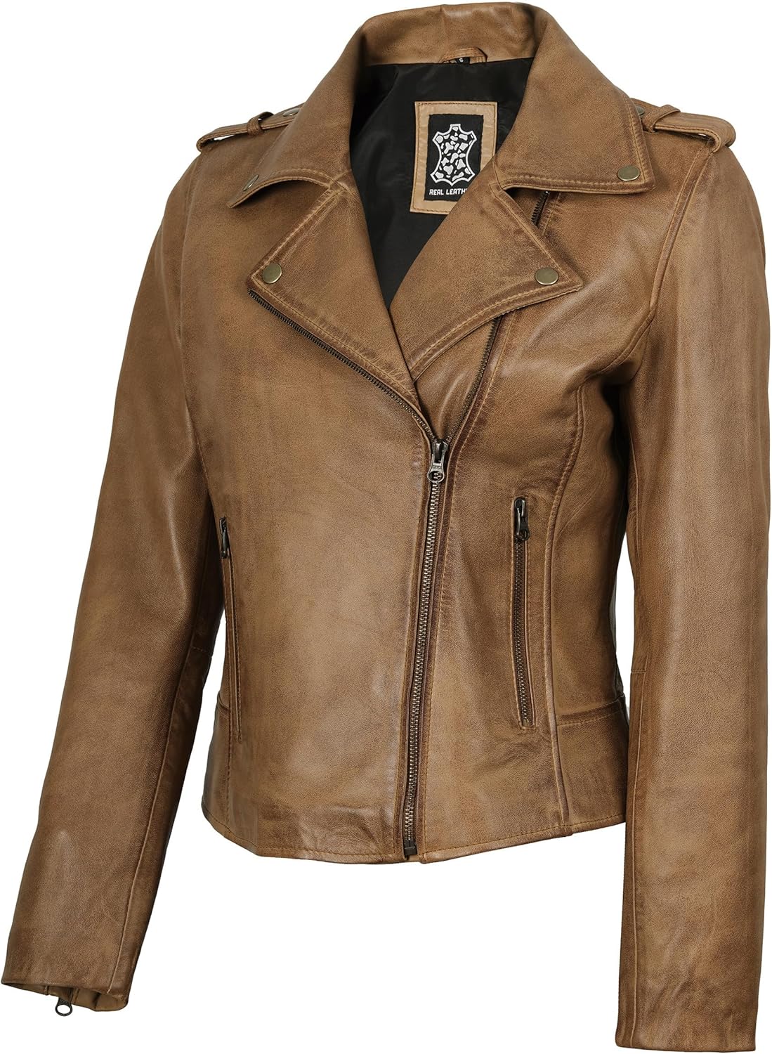 fjackets Real Lambskin Women Leather Jackets - Asymmetrical Style Leather Jackets For Women Casual Fashion Outerwear