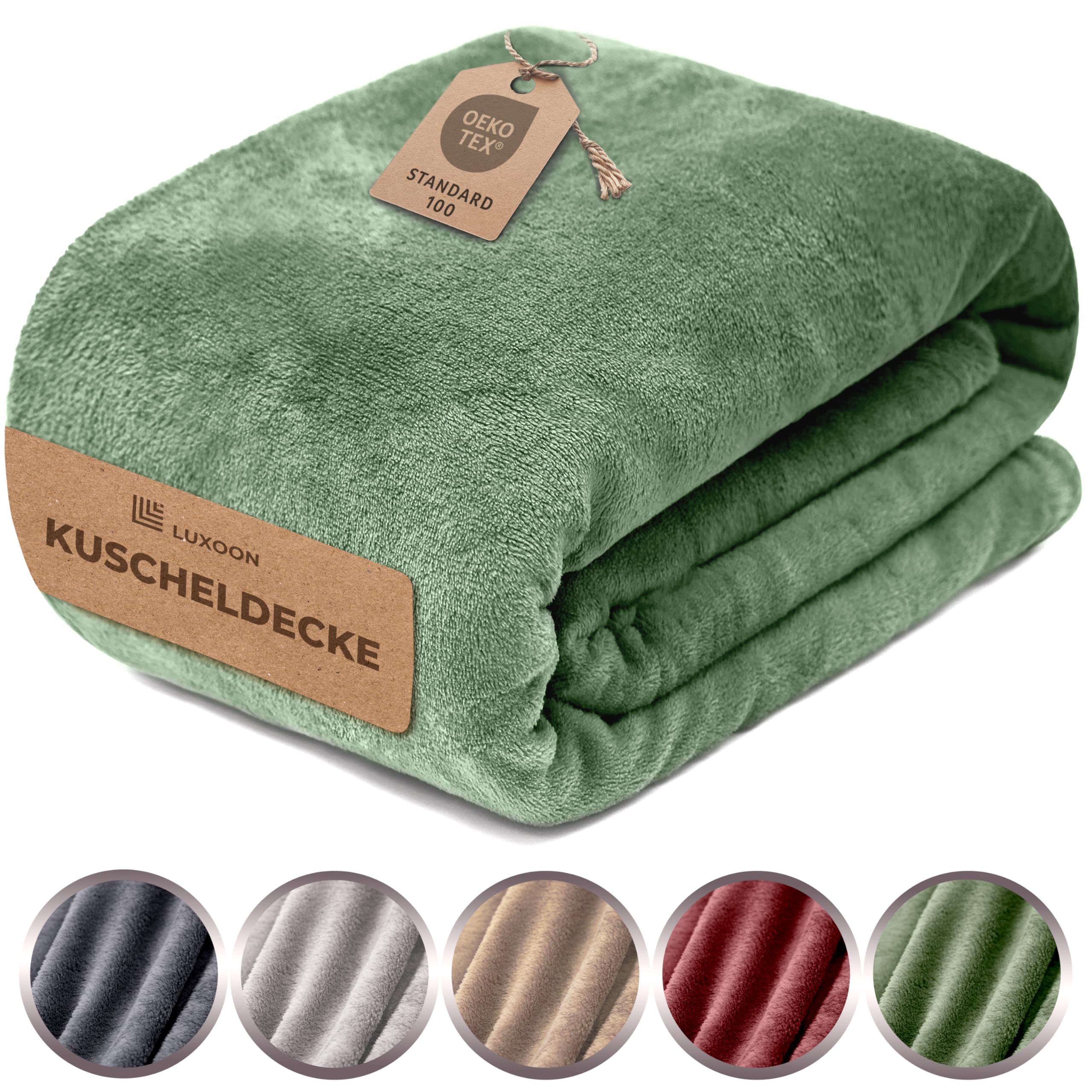 luxoon Manta mullida y cálida para invierno – Manta gruesa para acogedoras noches de invierno, ultra suave y cálida, ideal para sofá y cama, color 1 unidad 130 x 150 cm, verde salvia