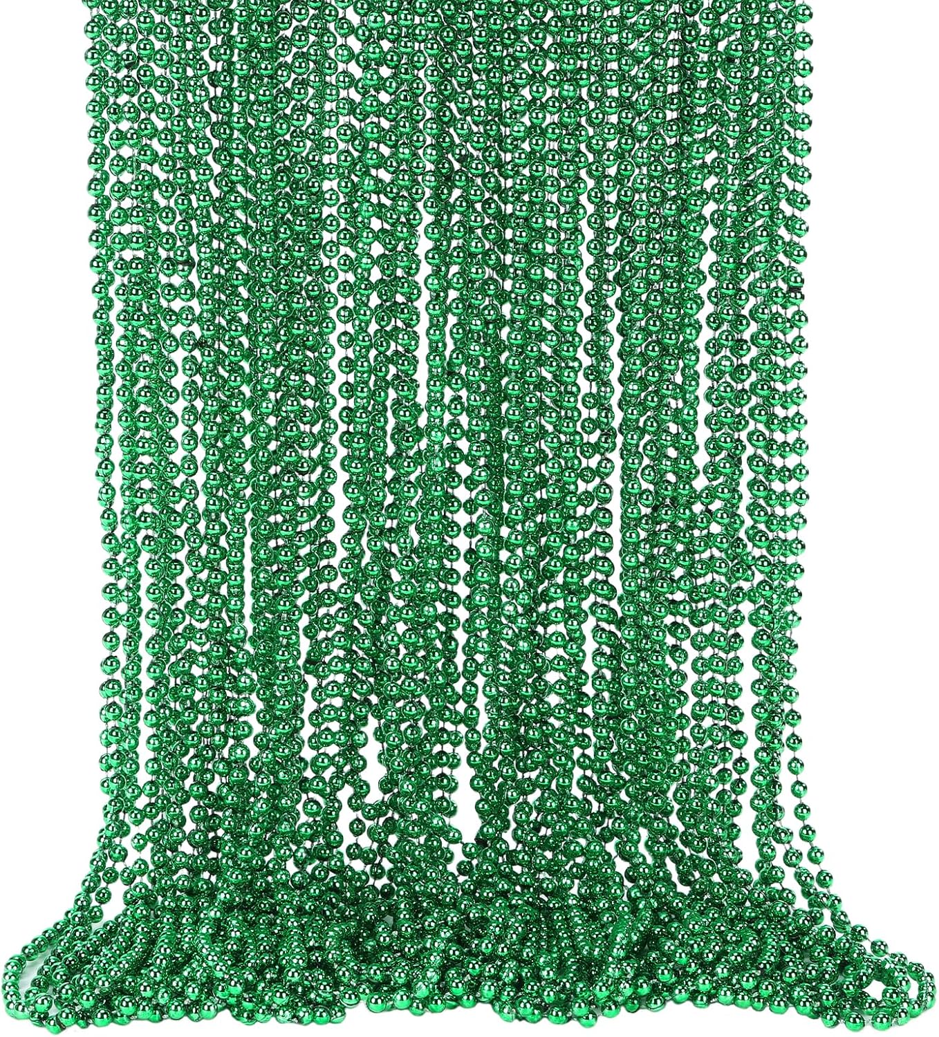 48 Pack Mardi Gras Beads Necklaces, 33 Inch Green Plastic Beads for Party Favors, Festival Decorations, Parade Throws, Christmas, St. Patrick's Day Celebrations