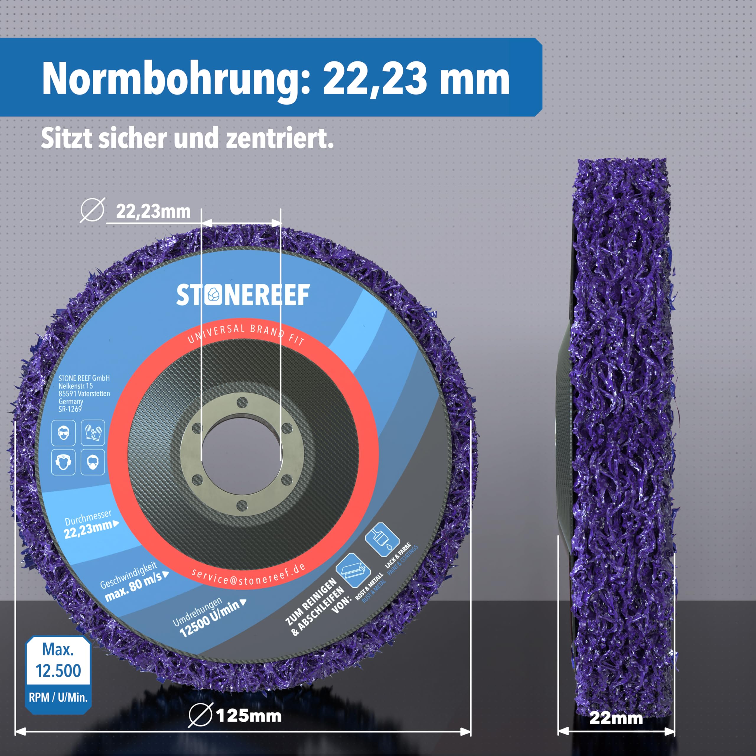 Reinigungsscheibe 5er-Set [125x2,0x22,23mm] CSD Winkelschleifer Reinigungsscheibe - Schruppscheiben zum Reinigen, Rostentferner Scheibe, Grobreinigungsscheibe, Metall Schleifer & Autoarbeiten
