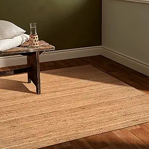 Hausattire Hand Woven Jute Braided Area Rug, 9’x12’ – Natural, Reversible Boho Rugs for Kitchen, Living Room, Bedroom I Farmhouse Decorative Floor Rug, 108x144 Inches