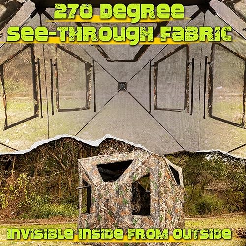 Miniatura 2 de Lenotos Hunting Blind, 2-3 Person Pop Up Blinds 360 Degree See Through, Portable Durable Hunting Ground Blinds for Deer & Turkey Hunting