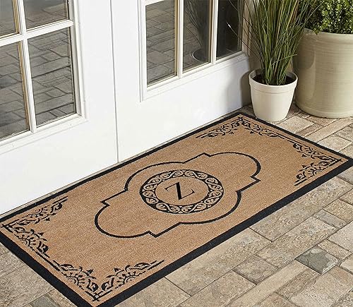 Miniatura 3 de A1HC - Tapete de puerta con monograma de fibra de coco natural para puerta delantera, 36 x 72 pulgadas, resistente y duradero, resistente y de