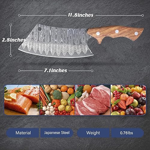 Miniatura 5 de Huusk Hand Forged Meat Cleaver Knife, Japanese Chef Knives with Sheath, Cooking Butcher Knife for Meat Cutting, Vegetable Cleaver for Kitchen