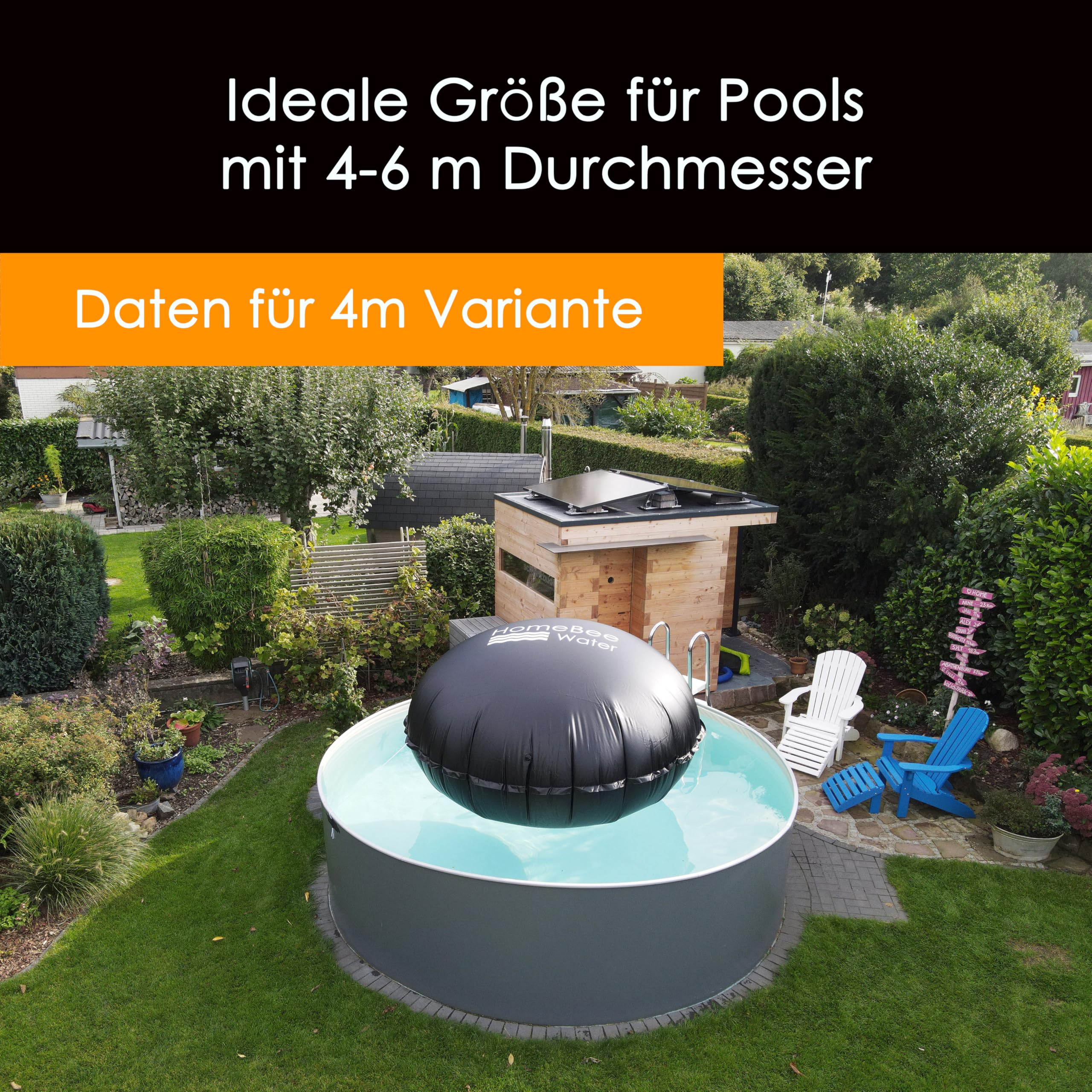 Cojín de piscina de invierno XXL (4 metros de diámetro) – Cojín de invierno para la cubierta de la piscina – Funda resistente al invierno – Cojín para piscina, cojín de aire, cojín de