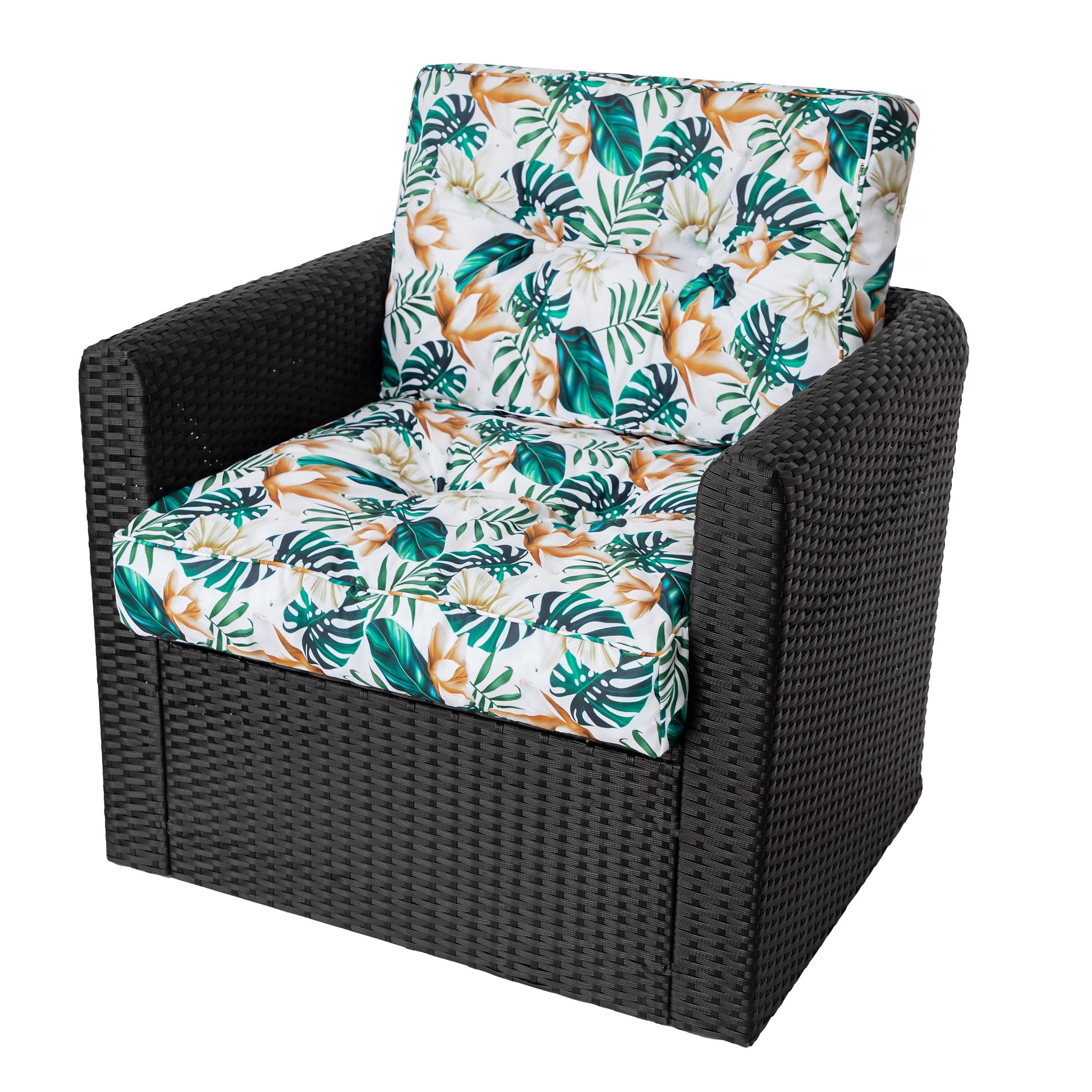 Kaja - Coussin – Salon de Jardin Exterieur – Galette de Chaise – Salon de Jardin – Coussin Chaise – Coussin de Chaise – Jardin – Coussin 50x50 - Fauteuil rotin – Coussin Fauteuil rotin