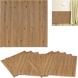 Panel De Poliestireno Para Muros Relaxdays Paneles Pared Set 10 Diseño Madera, Autoadhesivos, para Cortar a Medida, Gomaespuma, 70x70 cm, Color Marrón, 90% Espuma 10% plástico