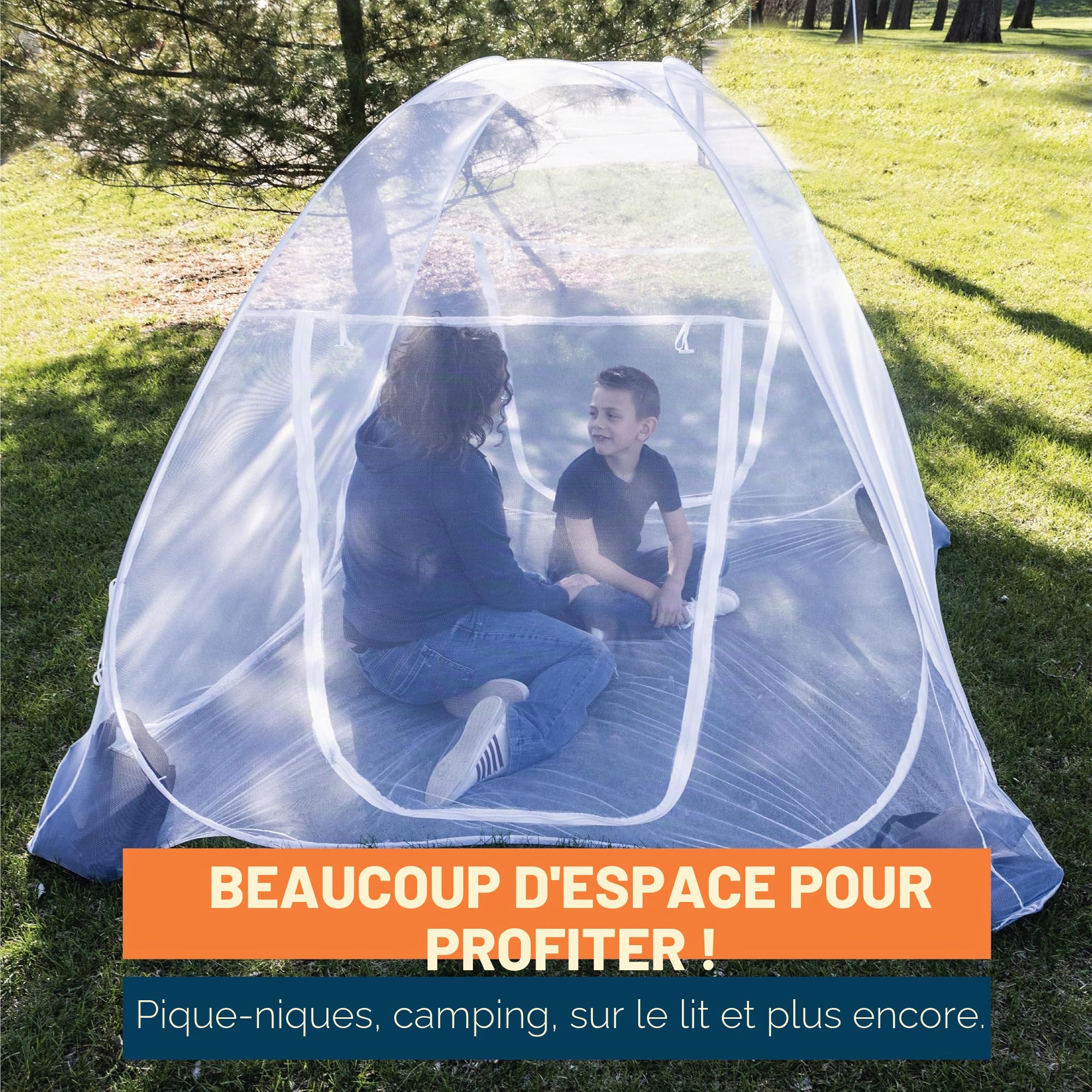 MP Moustiquaire Portable pour Lit, 203x180x160 cm (Blanc)