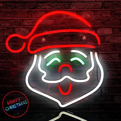 Letreros de neón de Papá Noel de Navidad, luces LED de acrílico con interruptor, decoración de pared alimentada por USB, para dormitorio, bares,