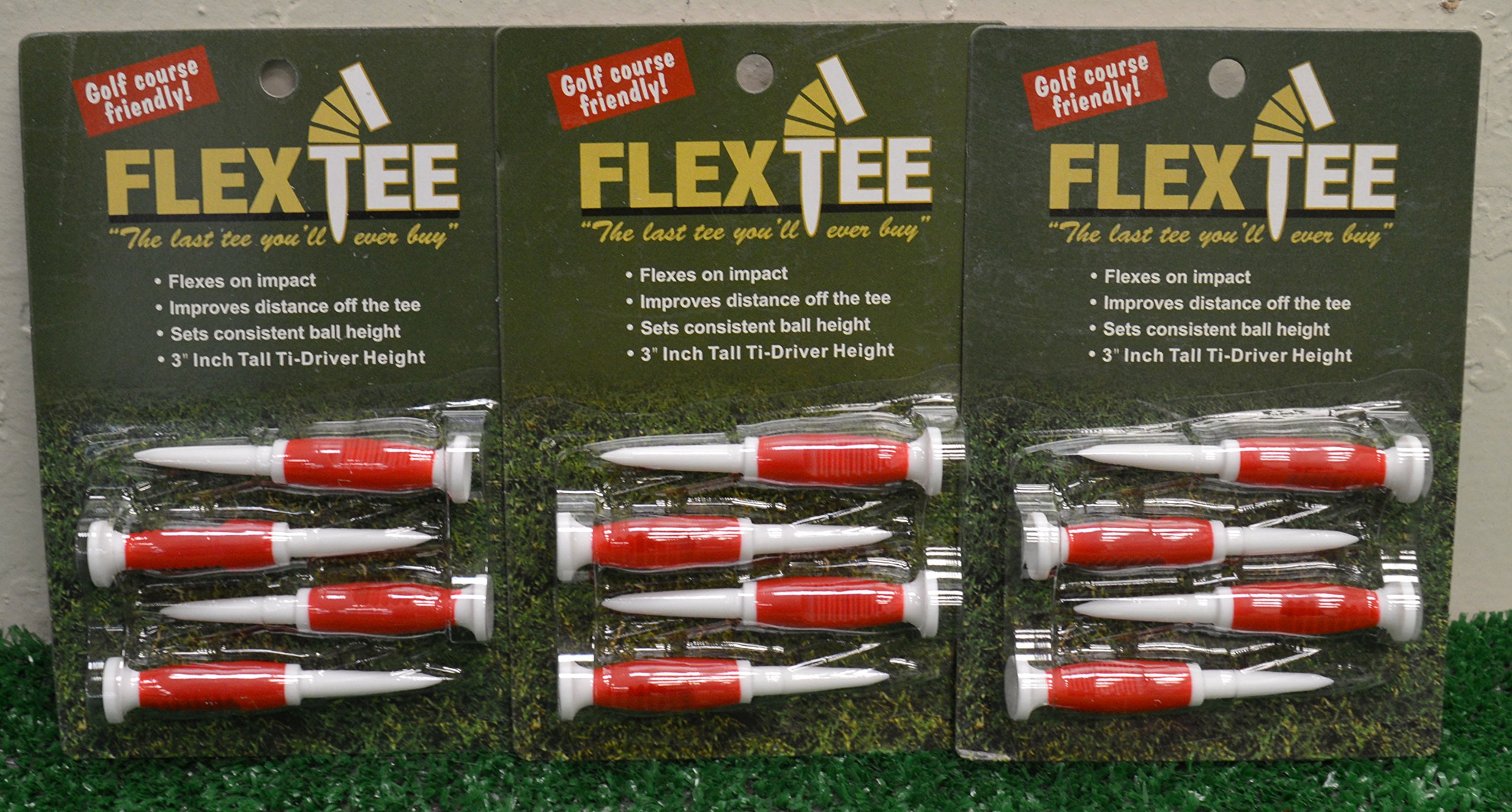 HER.MOSA3 Packs Flex Tees 3" Golf Tees - 4 Count - Red - FT726331