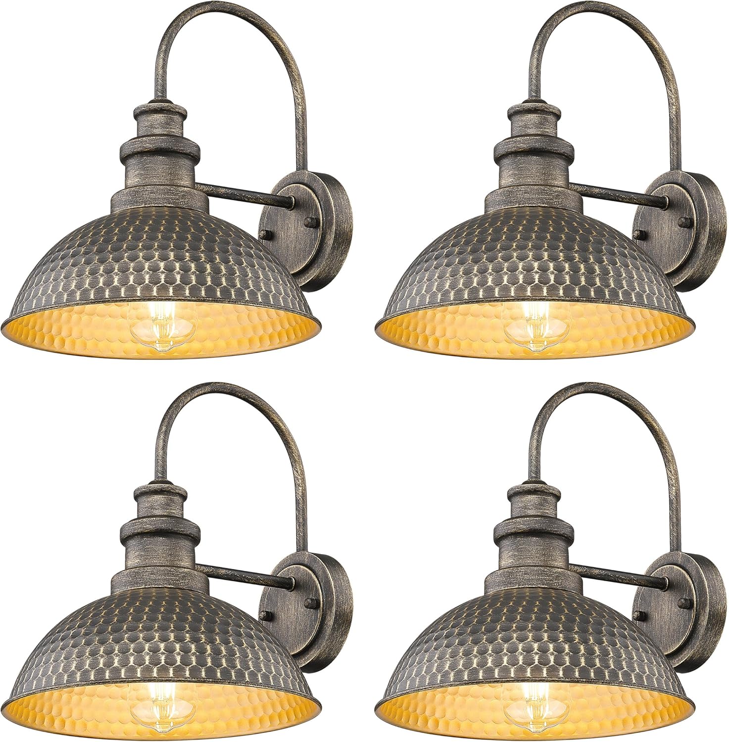 Casia Farmhouse Barn Lights, Rustic Outside Wall Sconce, Exterior Outdoor Mounted Lighting Fixture, Vintage Wall Light, Porch Lamp for Front Door,Porch,Patio,Garge (Vintage Bronze, 4 Pack)