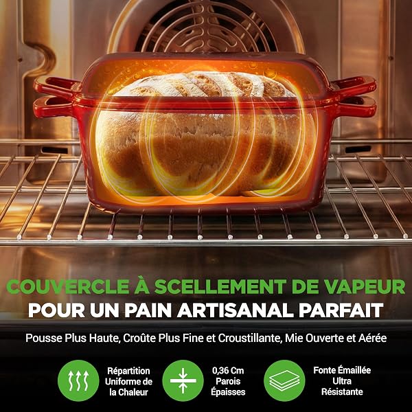 NutriChef Casserole à pain ovale en fonte émaillée de 25,4 cm avec couvercle, gants en silicone, passe au four jusqu'à 260 °C, pour la cuisson, le rôti, le ragoût et plus encore, passe au - 4