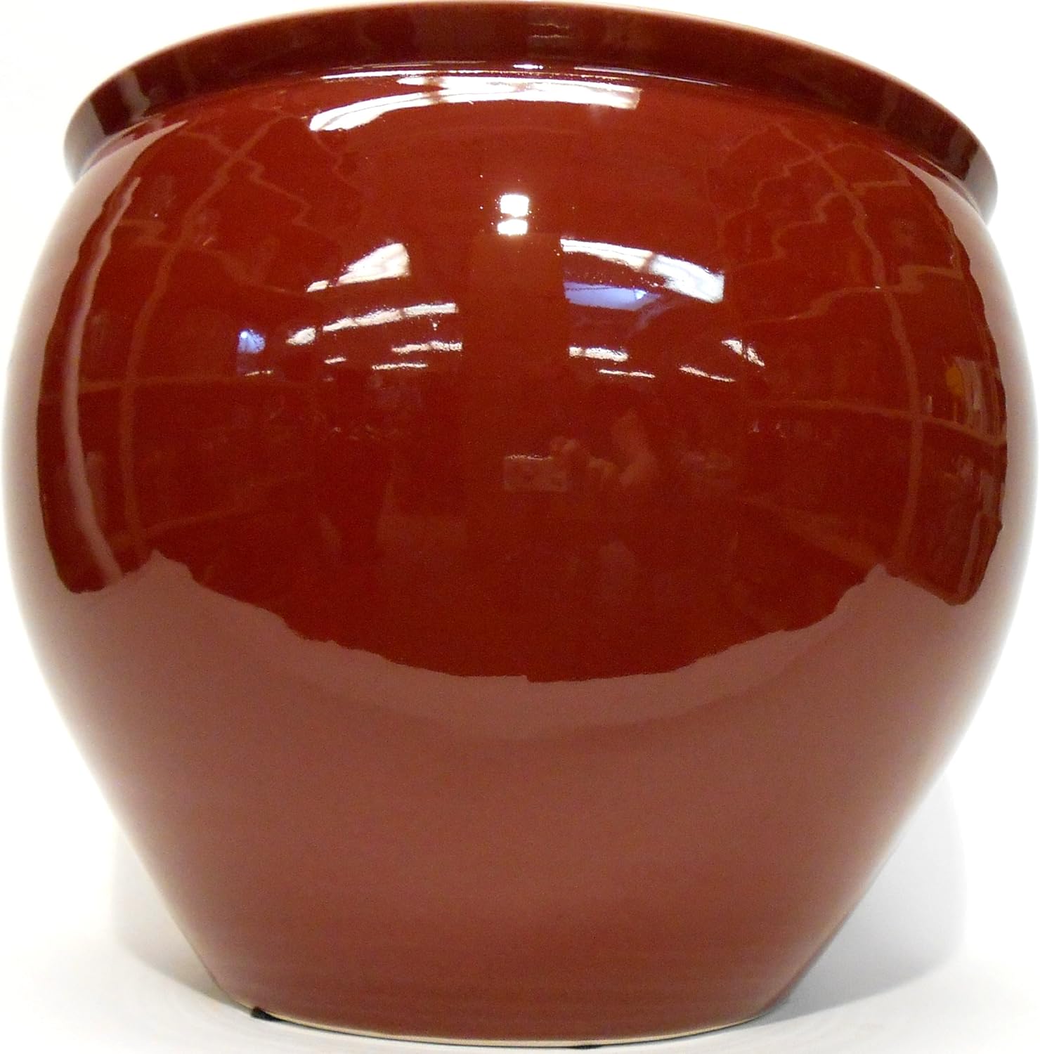 Ox Blood Red Porcelain Fish Bowl 24" Planters Home