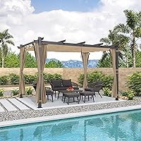 Vista 39 de PURPLE LEAF - Pérgola independiente de 11 x 13 pies para exteriores con toldo retráctil, refugio de aluminio para porche, jardín, playa, protección