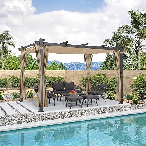 Miniatura 39 de PURPLE LEAF - Pérgola independiente de 11 x 13 pies para exteriores con toldo retráctil, refugio de aluminio para porche, jardín, playa, protección