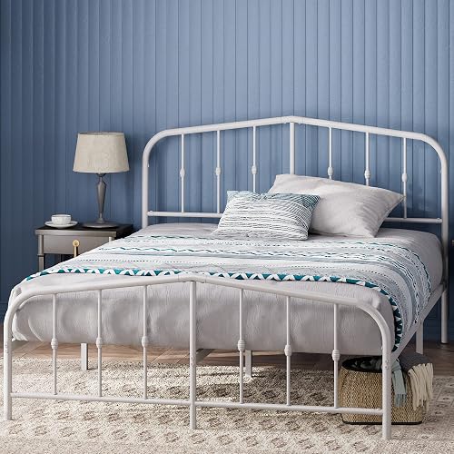 ZINUS Heidi Metal Platform Bed Frame, Steel Mattress Foundation, No Box Spring Needed, Easy Assembly, Full, White