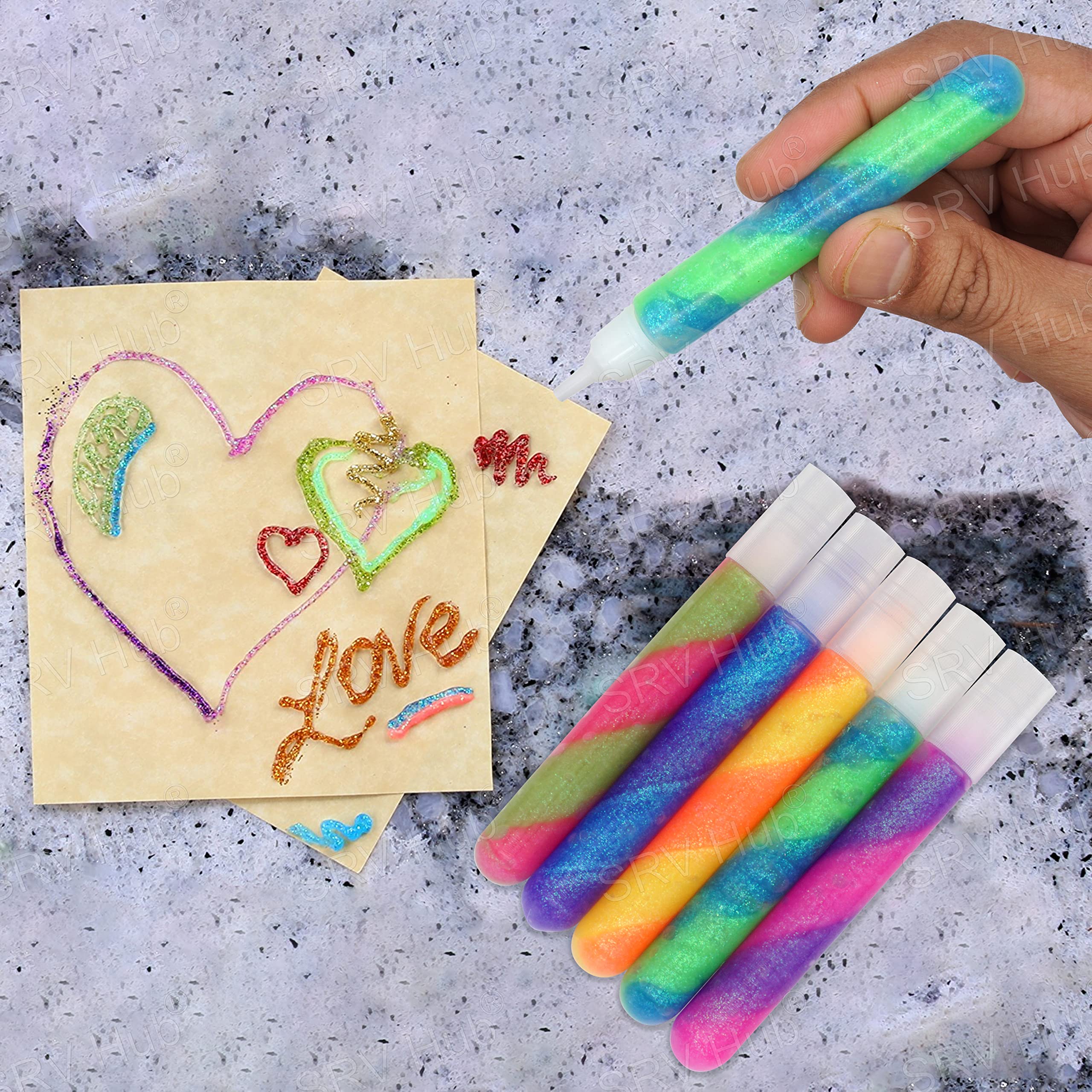 15 penne con colla glitterata per bambini, atossiche e lavabili, per arti e mestieri, creazione di biglietti, slime, progetti fai da te, forniture artigianali per bambini dai 3 anni in su