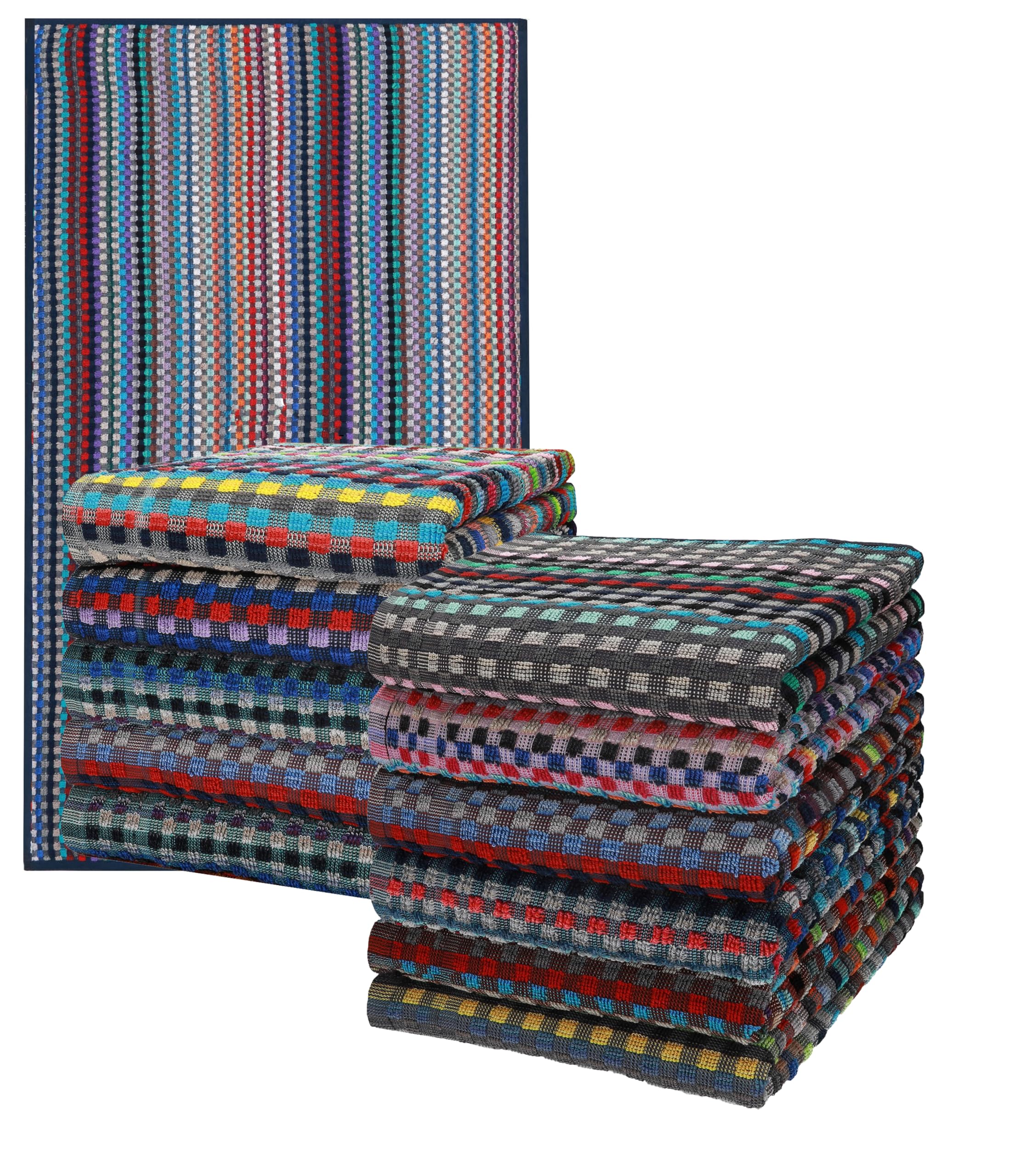 Betz 12er Set Küchentücher Geschirrtuch Handtuch 100% Baumwolle HELGOLAND Größe 50 x 90 cm Grubentuch Küchentuch Allzwecktuch karo bunt