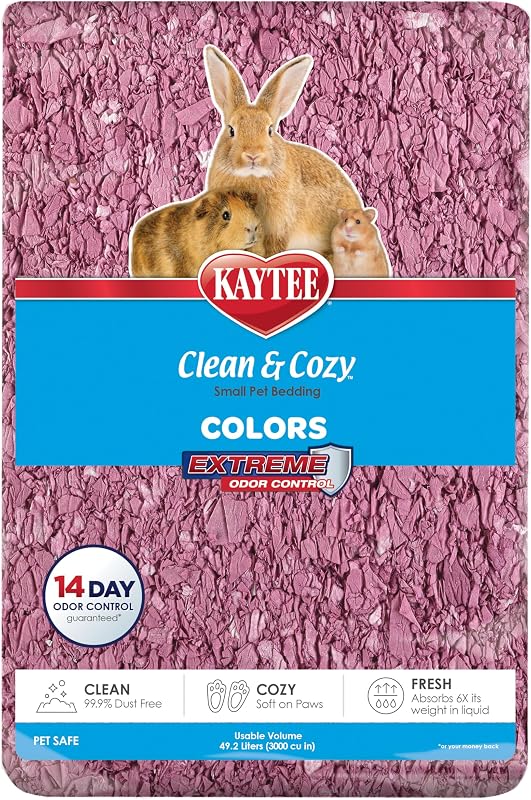 Kaytee Clean & Cozy Colors, Small Animal Bedding with Extreme Odor Control, Plum, 49.2 Liters
